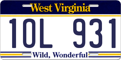 WV license plate 1OL931