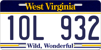 WV license plate 1OL932