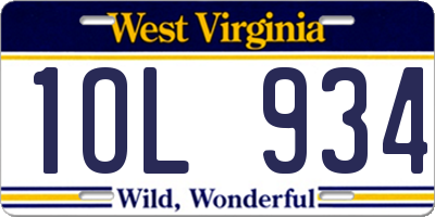WV license plate 1OL934
