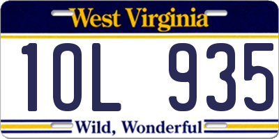 WV license plate 1OL935