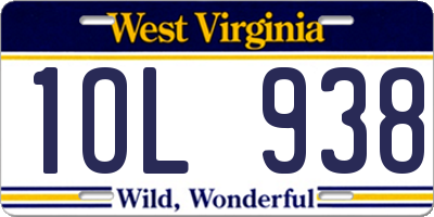 WV license plate 1OL938