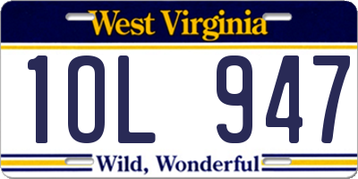 WV license plate 1OL947