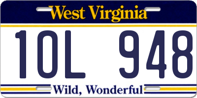 WV license plate 1OL948