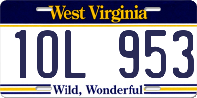 WV license plate 1OL953