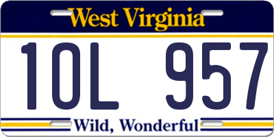 WV license plate 1OL957