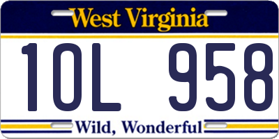WV license plate 1OL958