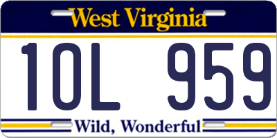WV license plate 1OL959