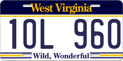 WV license plate 1OL960