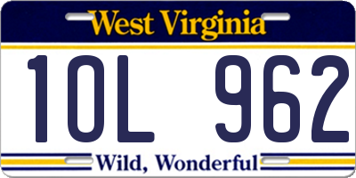WV license plate 1OL962