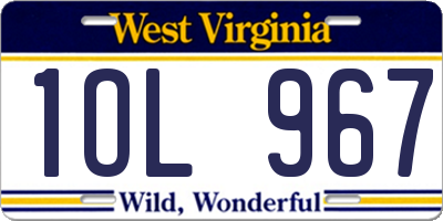 WV license plate 1OL967