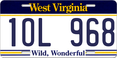 WV license plate 1OL968