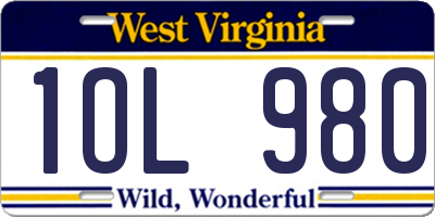WV license plate 1OL980
