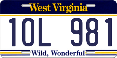 WV license plate 1OL981