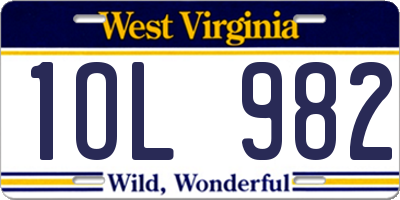 WV license plate 1OL982