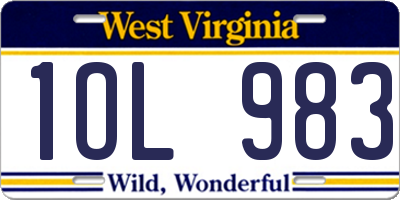 WV license plate 1OL983