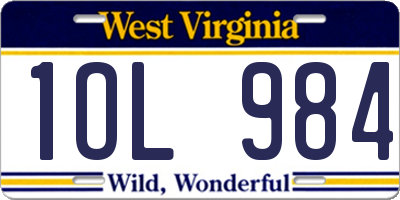 WV license plate 1OL984