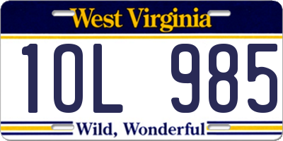 WV license plate 1OL985