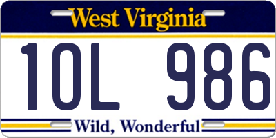 WV license plate 1OL986