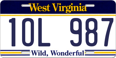 WV license plate 1OL987