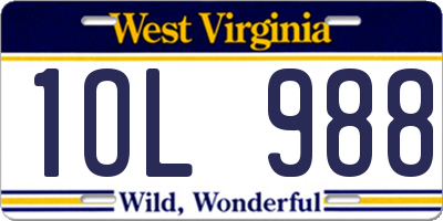 WV license plate 1OL988