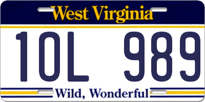 WV license plate 1OL989