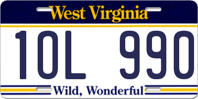 WV license plate 1OL990