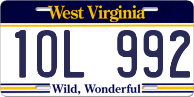 WV license plate 1OL992