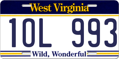 WV license plate 1OL993