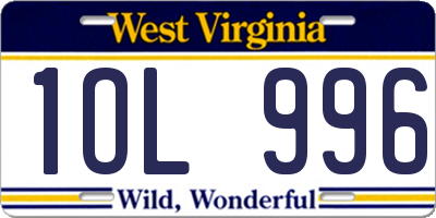 WV license plate 1OL996