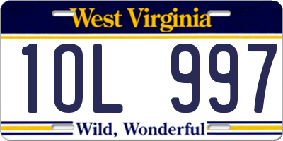 WV license plate 1OL997