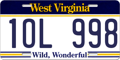 WV license plate 1OL998