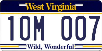 WV license plate 1OM007