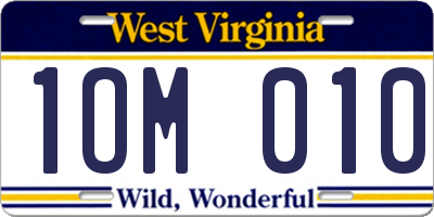 WV license plate 1OM010