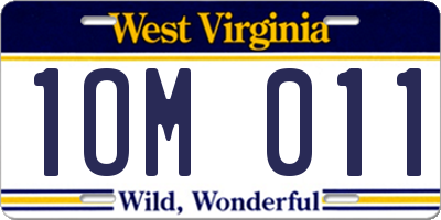 WV license plate 1OM011