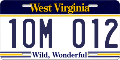 WV license plate 1OM012