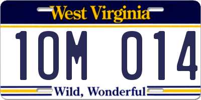 WV license plate 1OM014