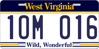 WV license plate 1OM016