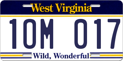 WV license plate 1OM017