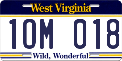WV license plate 1OM018