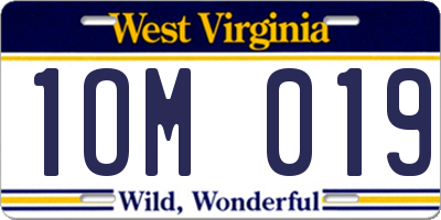WV license plate 1OM019