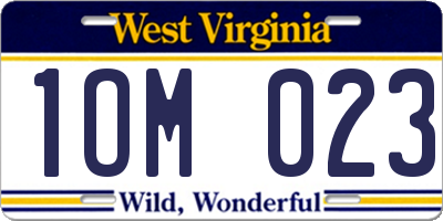 WV license plate 1OM023