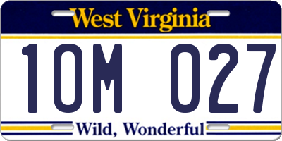 WV license plate 1OM027