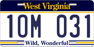 WV license plate 1OM031