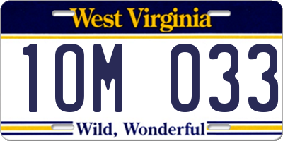 WV license plate 1OM033