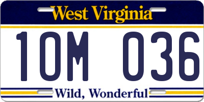 WV license plate 1OM036