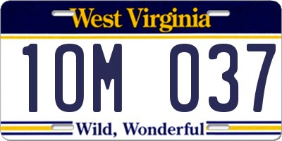 WV license plate 1OM037