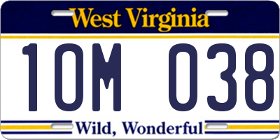 WV license plate 1OM038