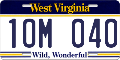 WV license plate 1OM040