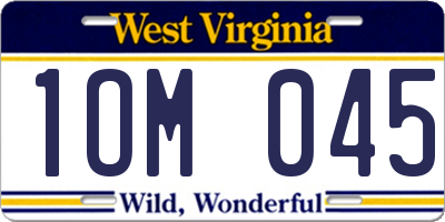 WV license plate 1OM045