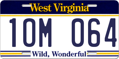 WV license plate 1OM064